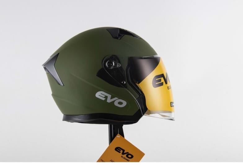 EVO ELEGANT 528 ÇENESİZ GÖZLÜKLÜ MOTOSİKLET KASKI YEŞİL - S